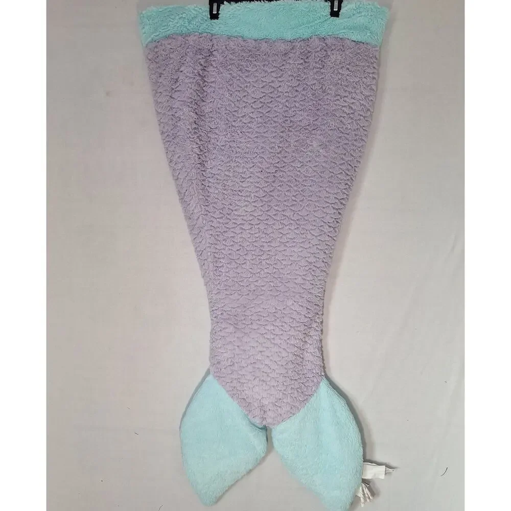 AUTHENTIC KIDS Mermaid Tail Preschool Nap Blanket Sleeping Bag Purple Fuzzy Cozy